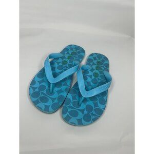 Coach Blue Signature Logo Womens Flip-Flops Size 7/8